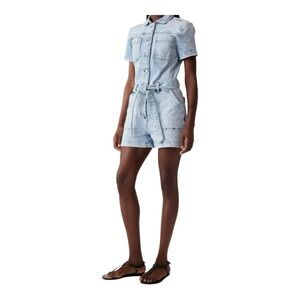 Gap Belted Denim Shorts Romper Size 4 Women’s Light Wash Streetwear NEW